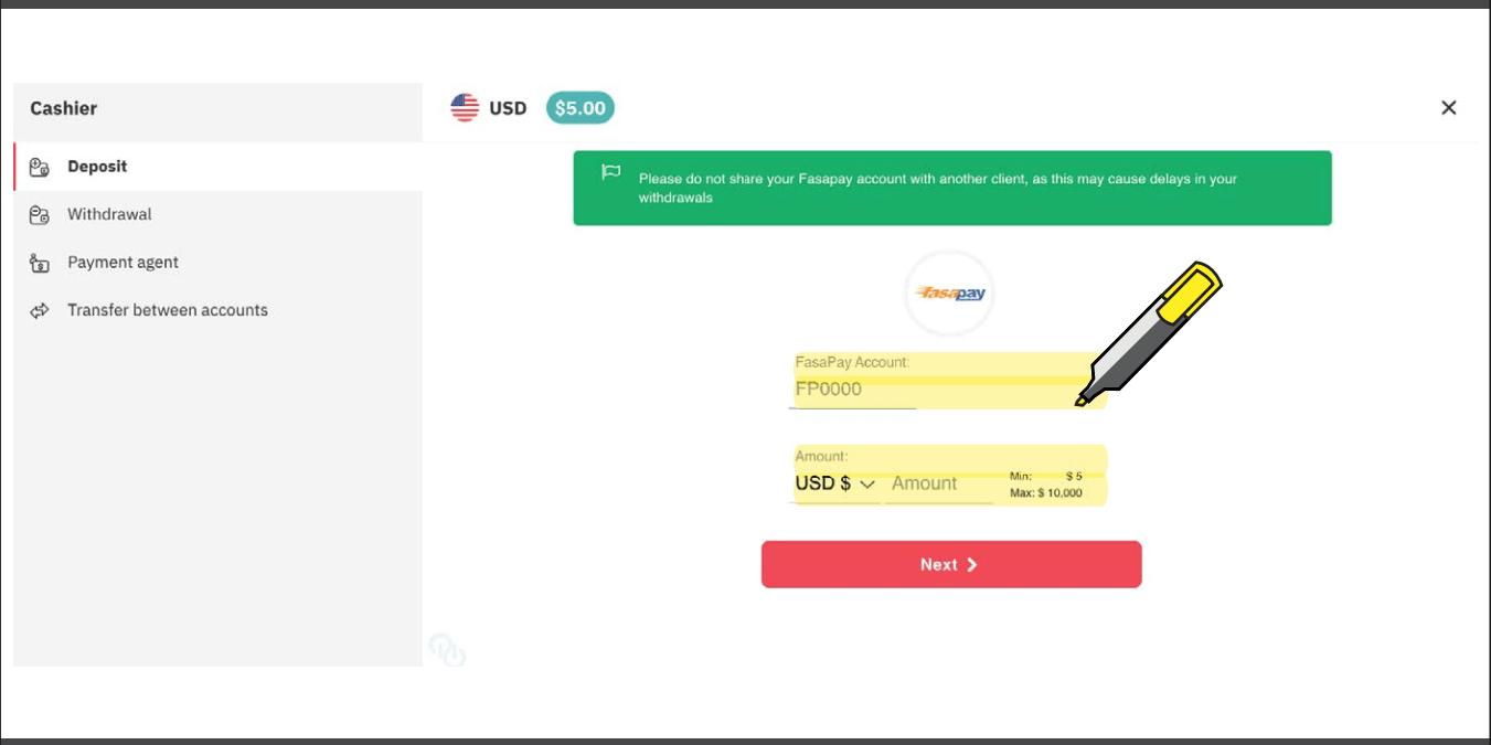 Deriv میں لاگ ان اور رقم جمع کرنے کا طریقہ