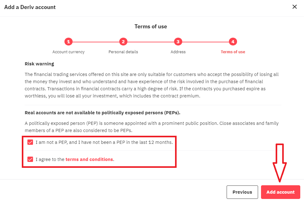 Hoe u een handelsaccount opent in Deriv