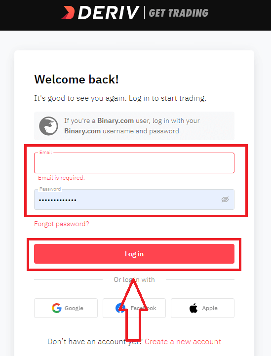 Kā atvērt kontu un pierakstīties Deriv