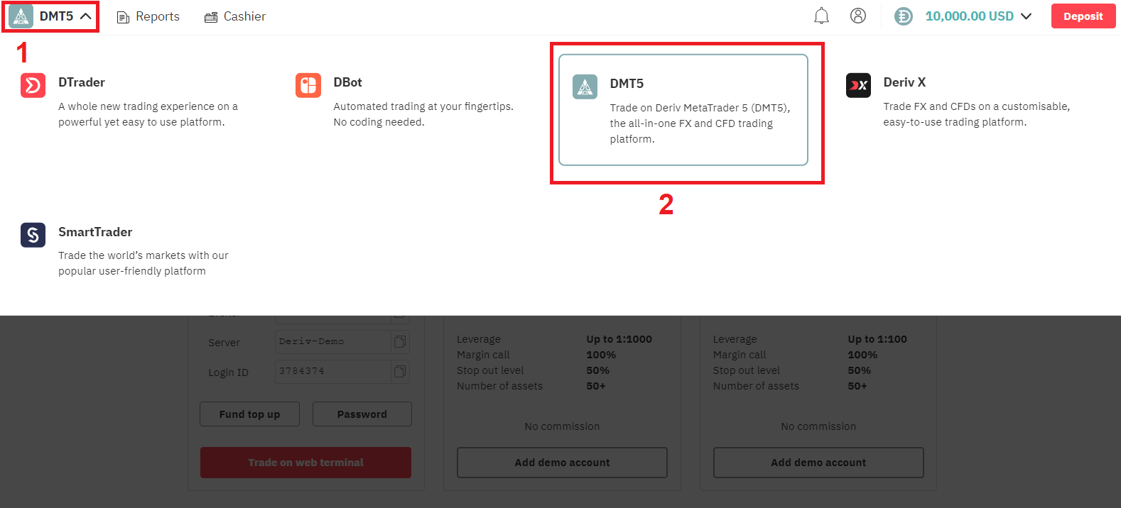 Si të tregtoni Forex/CFD në Deriv MT5