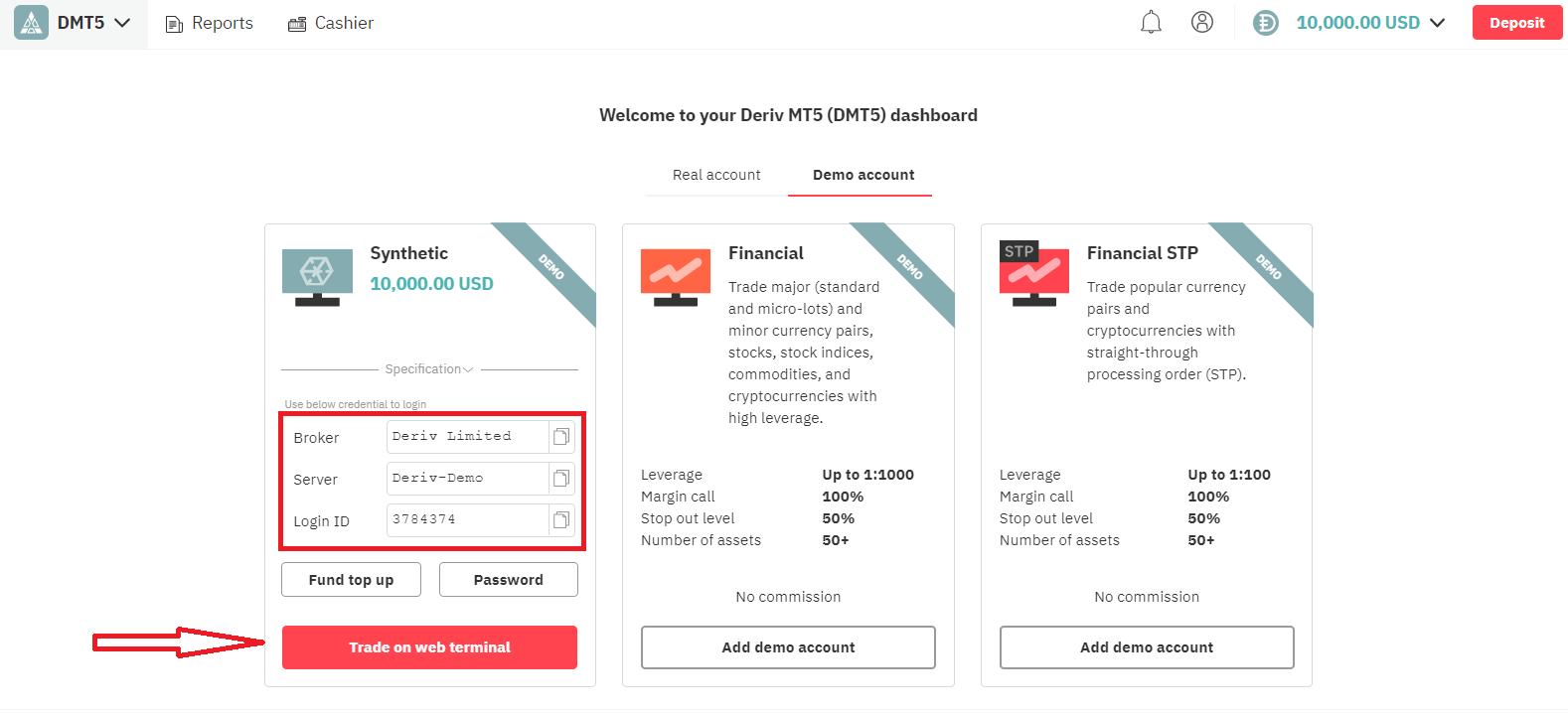 Si të tregtoni Forex/CFD në Deriv MT5