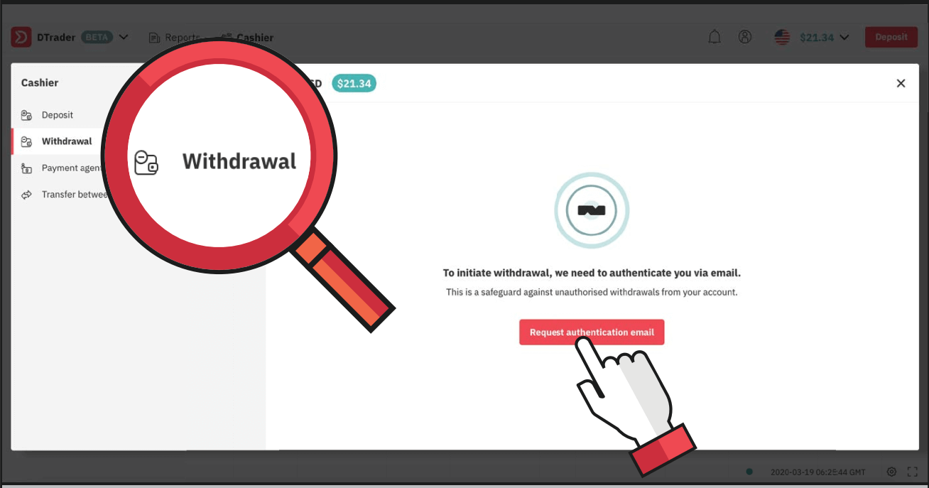 Momwe Mungatulutsire ndi Kupanga Deposit Money ku Deriv