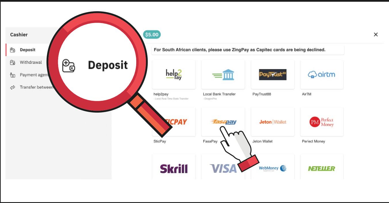 Momwe Mungatulutsire ndi Kupanga Deposit Money ku Deriv