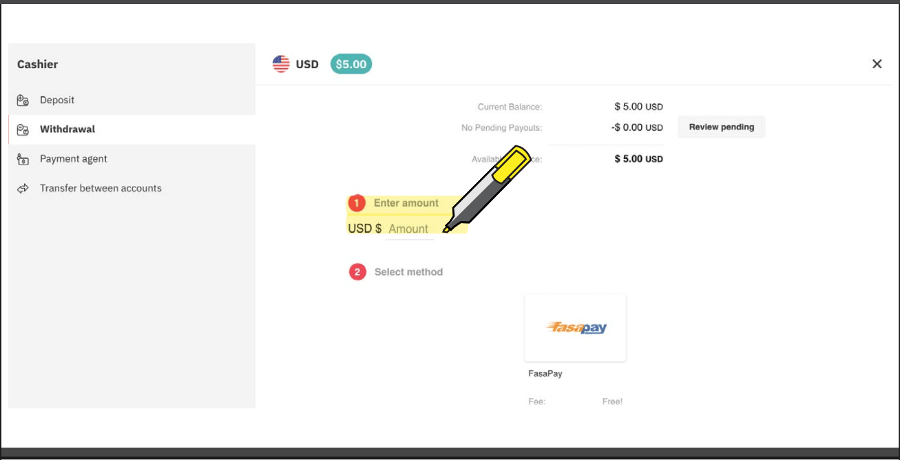 Jak wypłacić pieniądze z Deriv
