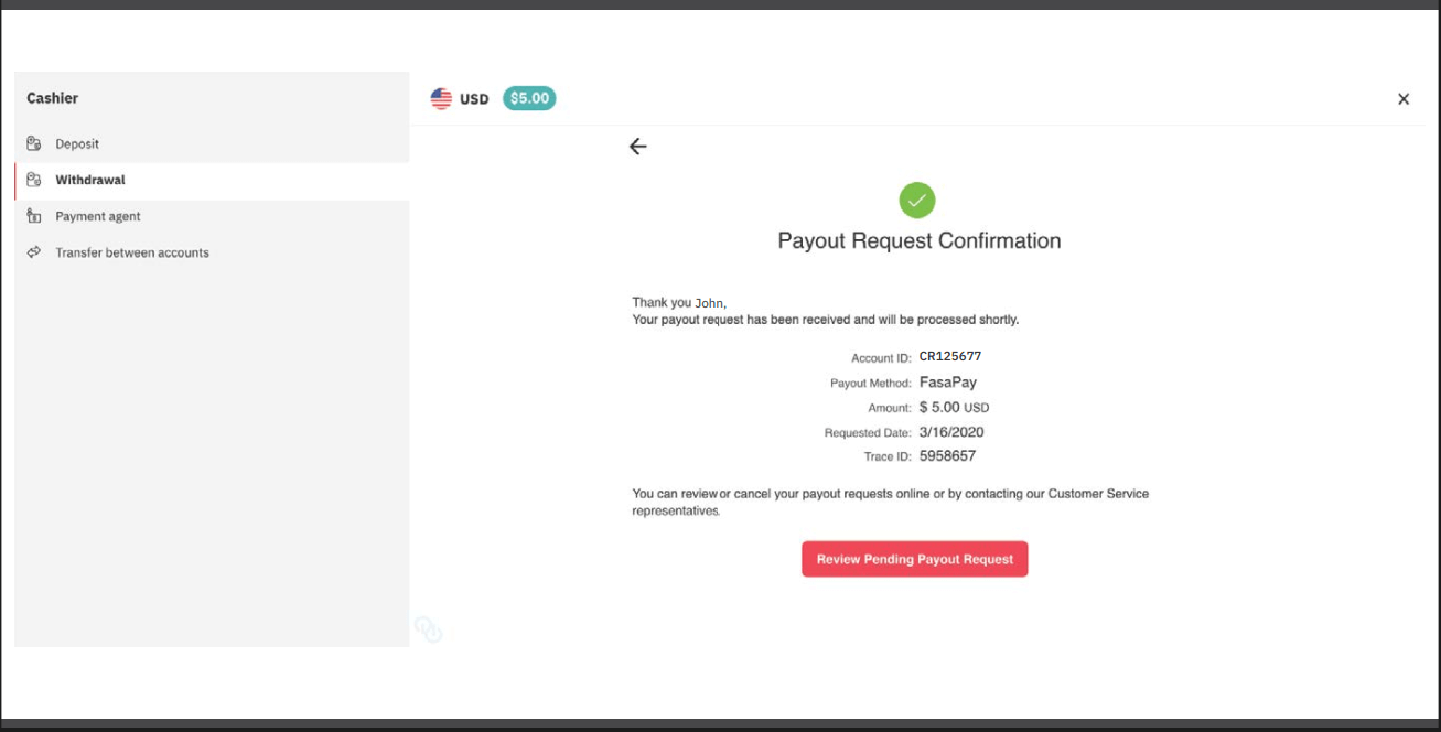 Jak wypłacić pieniądze z Deriv